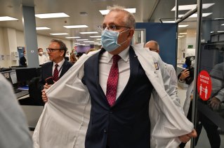 Prime Minister Scott Morrison toured the AstraZeneca laboratories in Macquarie Park on Wednesday.