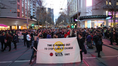 Climate protests like this one in September are becoming a regular occurence in Melbourne.