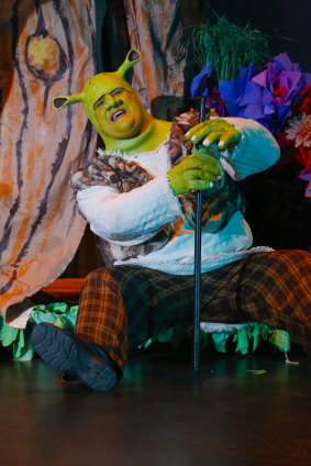 Max Gambale as Shrek in <i>Shrek the Musical</i>.