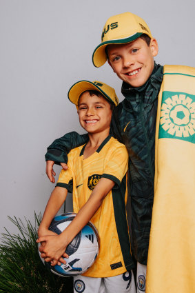 Matildas fans Spencer Brice and his brother Beau.