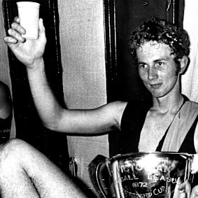 A young Robert Walls after Carlton’s 1972 grand final win.