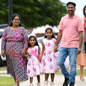 The family in Biloela on Sunday.