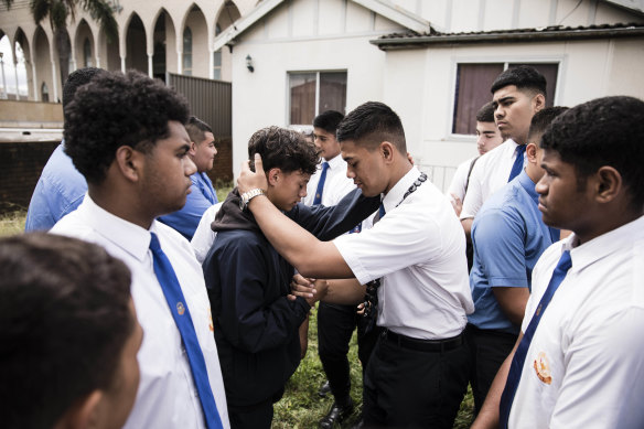 Lorrimer's winning image of the school students prior to performing the Haka.