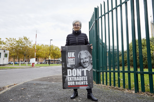 Kostakidis in 2019 outside London’s Belmarsh Prison, where she went to support Julian Assange.