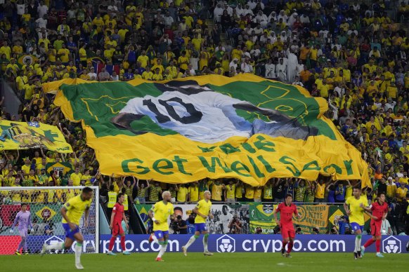 Brazilian fans joined their heroes in saluting the ailing Pele after full-time.