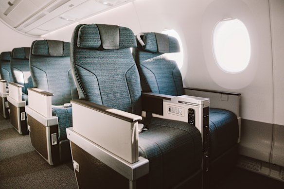The premium economy seat on Cathay Pacific’s Airbus A350.