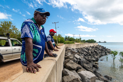 Traditional owners Uncle Pabai Pabai  and Uncle Paul Kabai are suing the Commonwealth over its climate change policies.