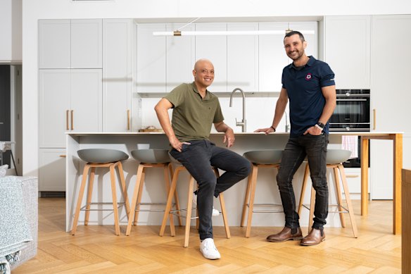 “We felt an instant connection. I’ve never hugged anyone for so long I’ve known for so short a time,” says Rob Maniscalco (right) of his first meeting with Adrian Chen.