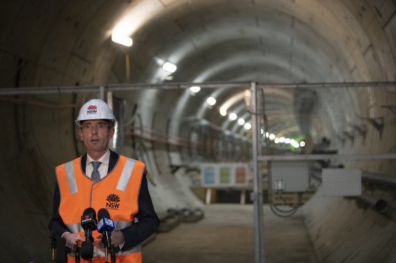 NSW Premier Dominic Perrottet at the Barangaroo Metro dive site on Friday.