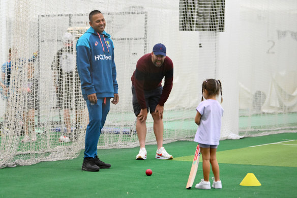 Usman Khawaja takes part in Australia’s relaxed Christmas Day training session before the Boxing Day Test.
