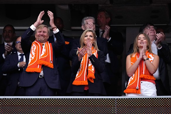 King Willem-Alexander, Queen Maxima and Princess Ariane during the World Cup game between the Netherlands and Sweden in Houston on Saturday.