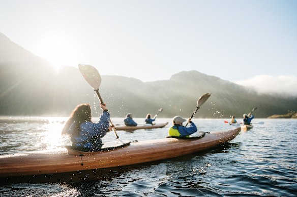 Paddling the pine – Dove Lake kayaking with Cradle Mountain Canyons.
