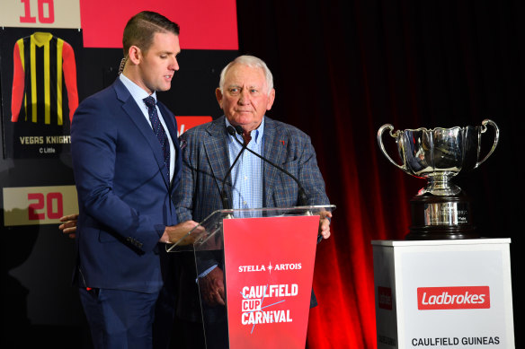 Trainer Leon McDonald at Tuesday's Caulfield Guineas barrier draw.