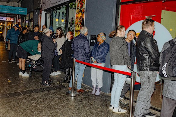 Customers queuing for fried chicken in Sydney last month.