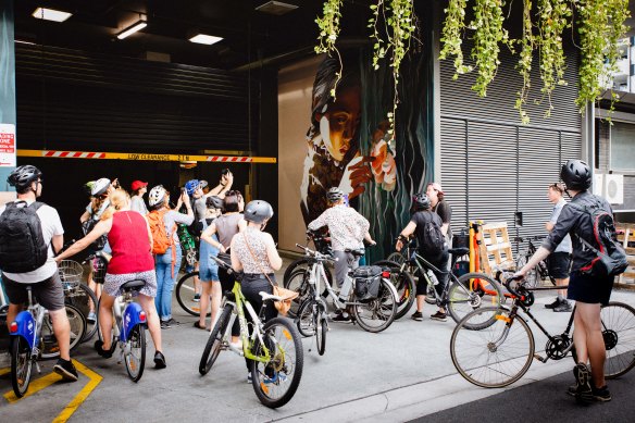 The Brisbane Street Art Cycling tour takes participants to public works across the city. 