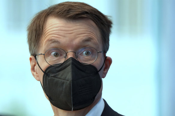 German Health Minister Karl Lauterbach arrives for a press conference in Berlin last year. The group is accused of plotting his kidnapping.