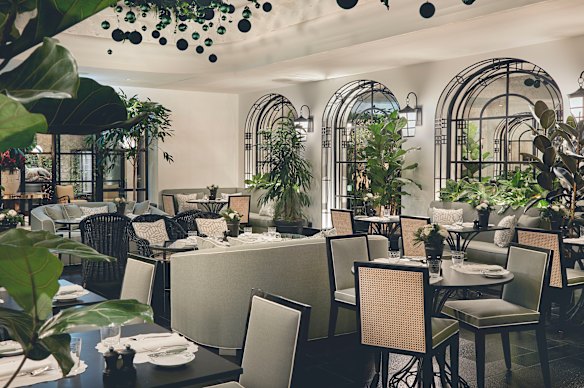 The winter garden feel of Cafe Floretta.
