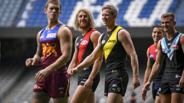 Heppell mingles with other club leaders at the captains day.