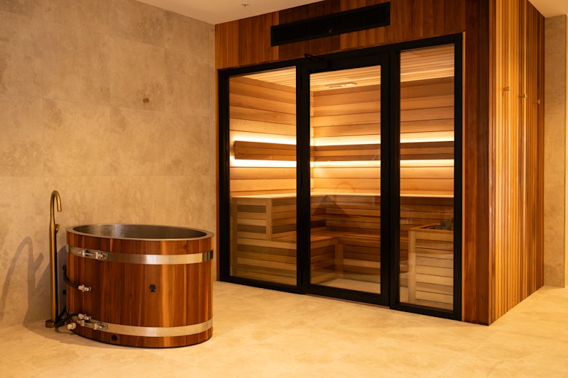 A wellness retreat on the third floor includes a sauna and icebath.