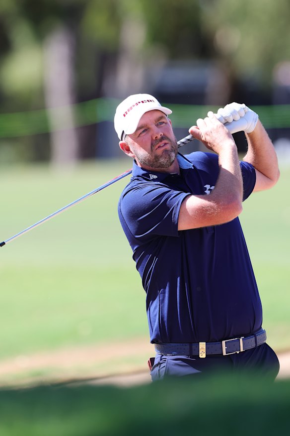 Marc Leishman of Ripper GC in the bunker on the 13th.