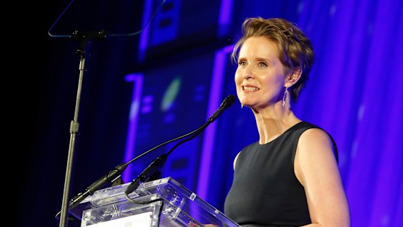 Cynthia Nixon receives a Human Rights Visibility Award in New York last month.