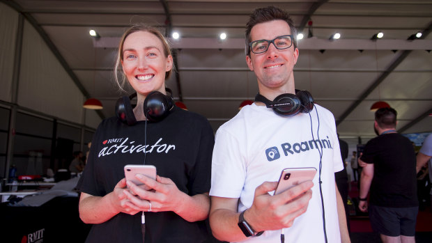 Greg Curico, co-founder or Roamni, and Tahnee Woodham from RMIT Activator. The next step for Roamni is augmented reality. 