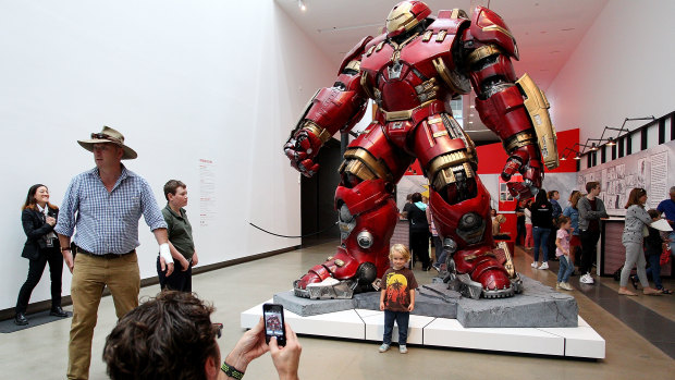Visitors marvel at the Marvel exhibition, which arrived at the Gallery of Modern Art in South Bank last year.