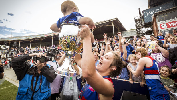 Ellie Blackburn celebrates with her nephew Riley.