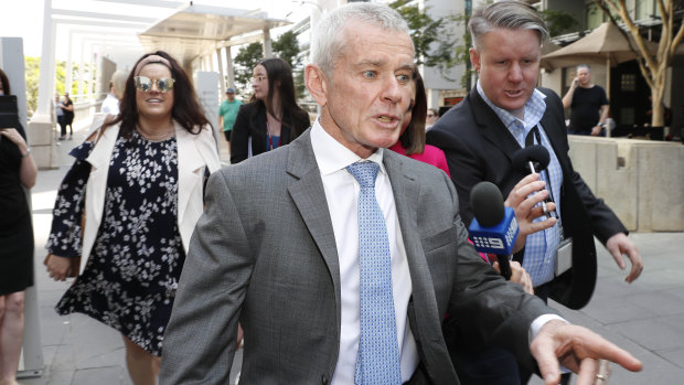 One Nation Senator Malcolm Roberts outside court in Brisbane.