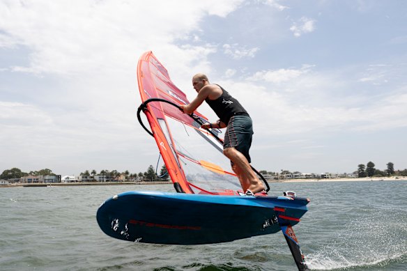Olympic windsurfing prospect Grae Morris practises in Sandringham, Sydney.