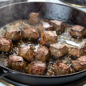 Searing the meat forms a delicious crust.