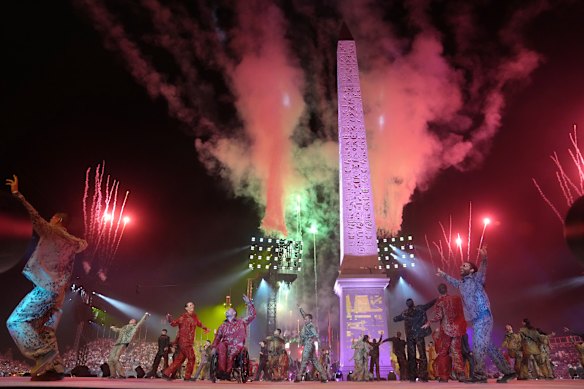 Fireworks light up the Paris sky during the opening ceremony.