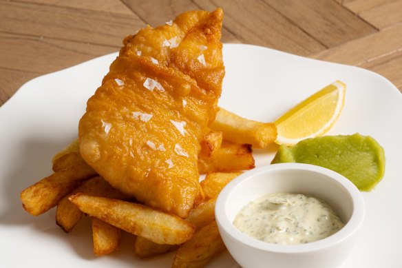 The Cornwall-style fish and chips from Rick Stein’s new restaurant at Coogee beach.