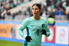 Cooney-Cross in action during the Matildas’ 3-0 Olympic-qualifying win over Uzbekistan in Tashkent.