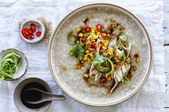Chicken and corn congee.