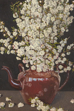 Double almond blossom in teapot by Lucy Culliton (2018), from her recent sold out show.