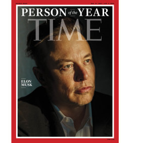 Elon Musk on the cover of Time magazine’s December 27 - January 3 double issue announcing Musk as their 2021 “Person of the Year”.