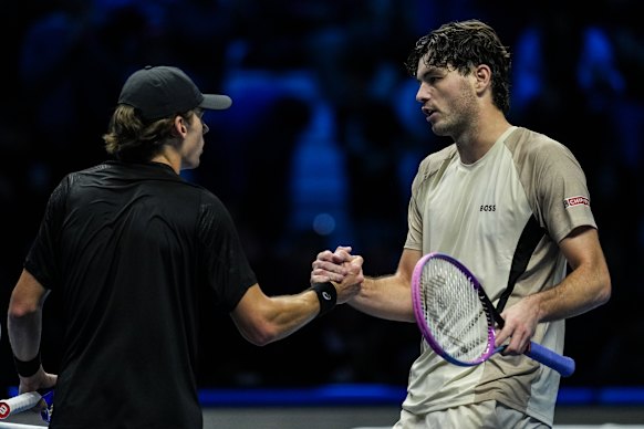 A win against US player Taylor Fritz (right), then ranked world No. 6, at last year’s ATP Finals was a “relief “.