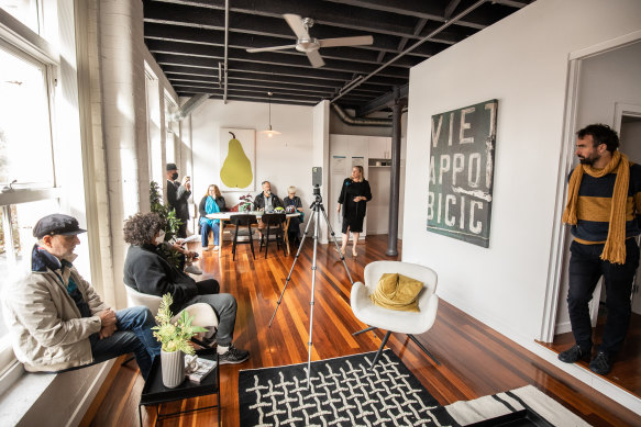 The apartment is in a converted biscuit factory. 