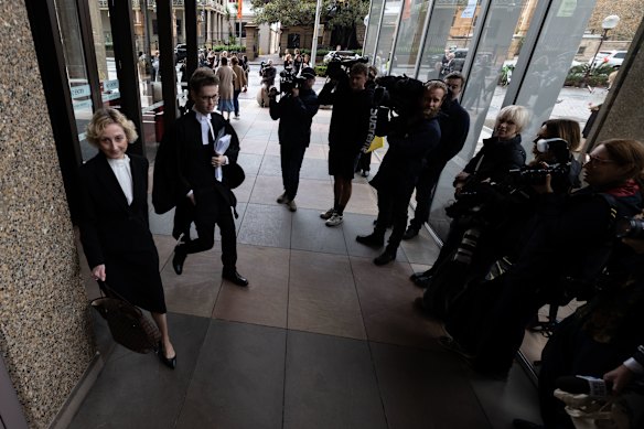 A lawyer for Ben Roberts-Smith, Monica Allen (left), leaves the Federal Court in Sydney on May 16, 2025 after losing an appeal for defamation.