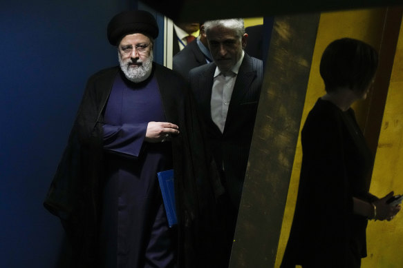 Iran’s President Ebrahim Raisi arrives to address the 78th session of the UN General Assembly last month.