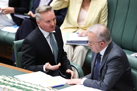Minister for Climate Change and Energy Chris Bowen and Prime Minister Anthony Albanese today.