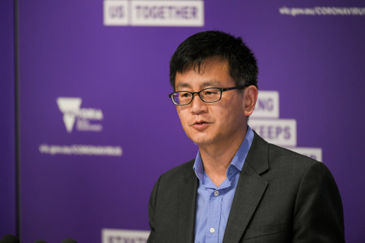 Professor Allen Cheng addresses the daily COVID-19 media conference in September.
