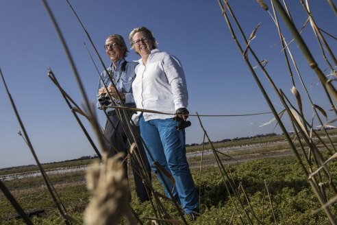 Birdwatching bonanza: British tourists Stephen and Lisa Featherstone at the Western Treatment Plant in Werribee.
