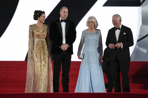 Prince William and Prince Charles, seen here with Kate, Duchess of Cambridge, and Camilla, Duchess of Cornwall, at last year’s James Bond film premiere, will both appear at the Jubilee concert. 