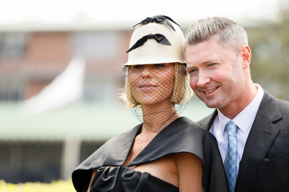 Pip Edwards and Michael Clarke debut their relationship at Randwick Races in 2020.