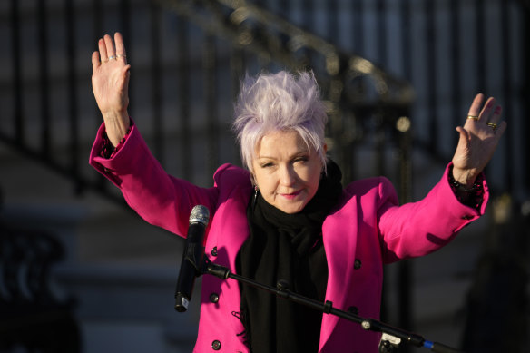 Singer Cyndi Lauper at the White House before President Joe Biden signs the Respect for Marriage Act on December 13.