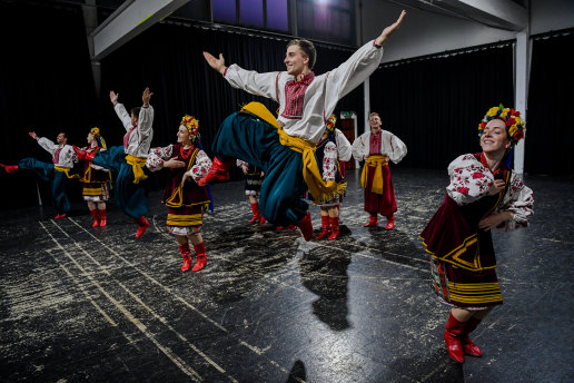 Lehenda Ukrainian Dance Company members in rehearsal.