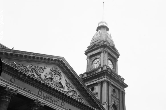 The Fitzroy Town Hall clock stuck at 1:50 a.m.