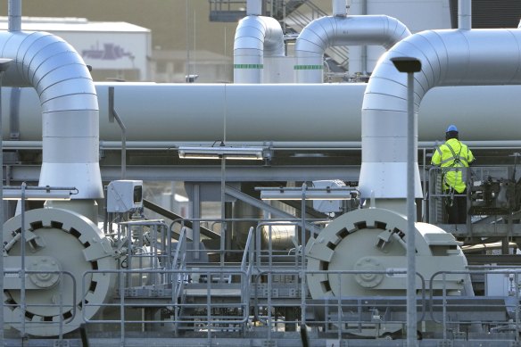 Pipes at the landfall facilities of the ‘Nord Stream 2’ gas pipline in Lubmin, northern Germany.